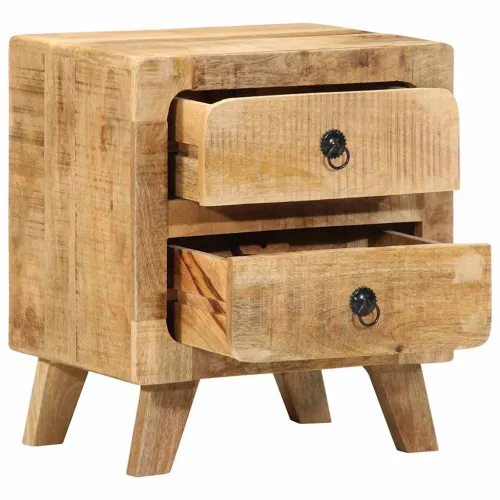 Noćni ormarić 2 kom 40x32x46 cm puno drvo grubo mango - 2 Grubo masivno drvo manga Cijena