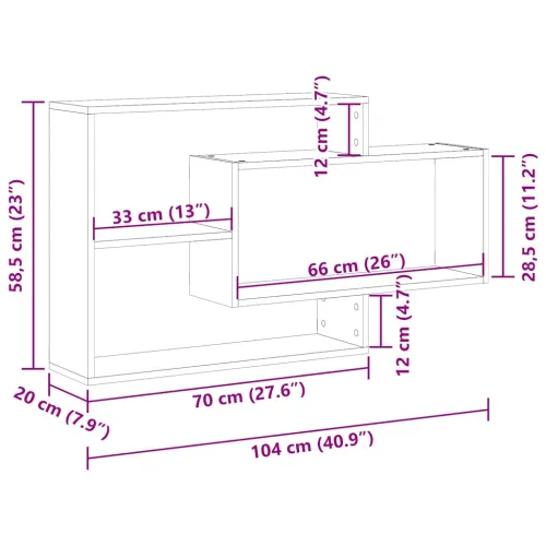 Zidna polica staro drvo 104x20x58,5 cm konstruirano drvo - Staro drvo Cijena