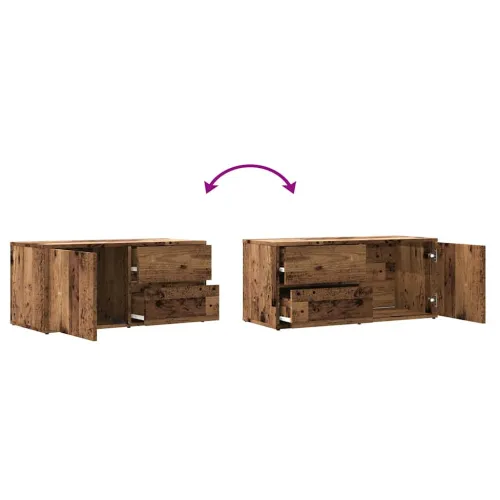 TV ormarić staro drvo 80x34x35,5 cm konstruirano drvo - Staro drvo 1 Cijena