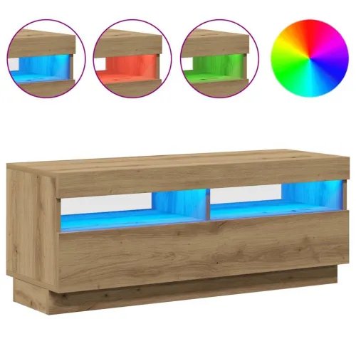 TV ormarić s LED svjetlima umjetnički hrast 100x35x40 cm - hrast artisan 1 100 cm Hrast artisan Cijena