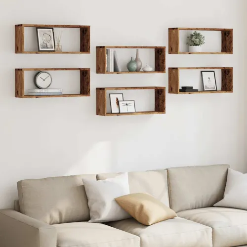 Zidne kockaste police 6 kom Staro drvo 60x15x23 cm - Staro drvo 60 x 15 x 23 cm 6 Cijena