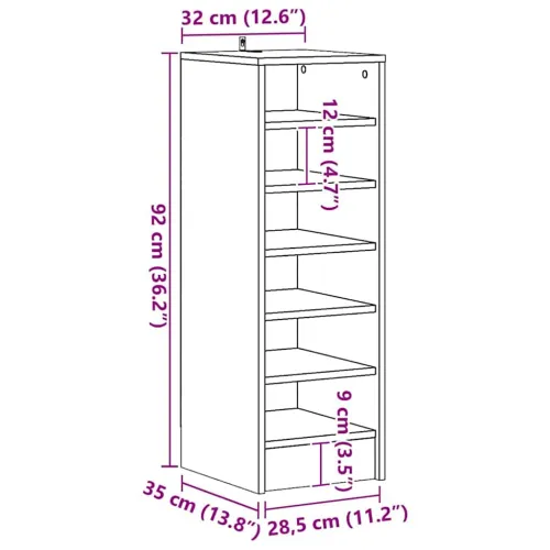 Ormarić za cipele staro drvo 32x35x92 cm konstruirano drvo - Staro drvo 32 x 35 x 92 cm shoe cabinet without door Cijena