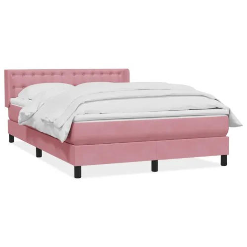 Box Spring krevet s madracem ružičasti 140x220 cm baršun - Ružičasta 140 x 220 cm gumbi Ružičasta Cijena