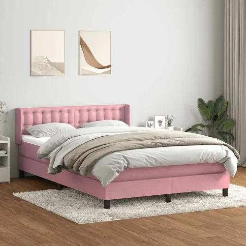 Box Spring krevet s madracem ružičasti 140x220 cm baršun - Ružičasta 140 x 220 cm gumbi Ružičasta Cijena