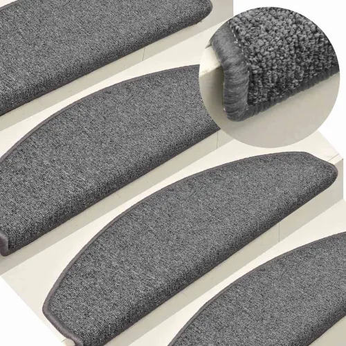 Prostirke za stepenice 30 kom 65x24x4 cm sive i crne poluokrugle velike - Siva i crna 65 x 24 x 4 cm 30 Cijena