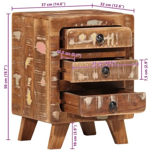Noćni ormarić 37x32x50 cm Obrađeno puno drvo - 1 masivno obnovljeno drvo Cijena