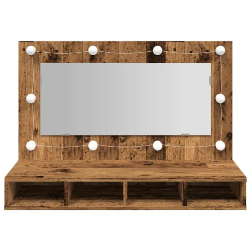 Ormar s ogledalom i LED-om Staro drvo 90x31,5x62 cm - Staro drvo Cijena