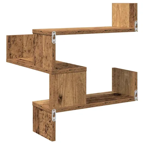Zidna kutna polica staro drvo 40x40x49,5 cm konstruirano drvo - Staro drvo 1 Cijena