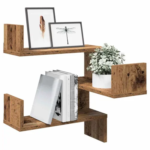 Zidna kutna polica staro drvo 40x40x49,5 cm konstruirano drvo - Staro drvo 1 Cijena