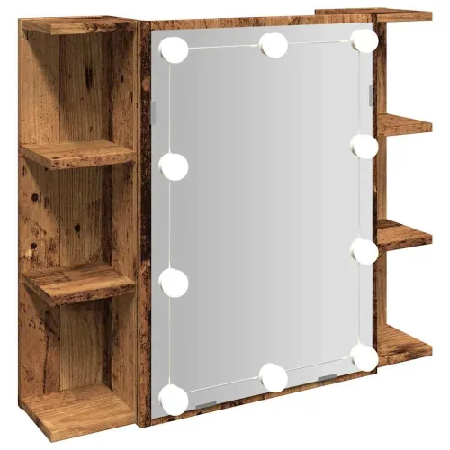 Ormar s ogledalom i LED-om Staro drvo 70x16,5x60 cm - Staro drvo Cijena