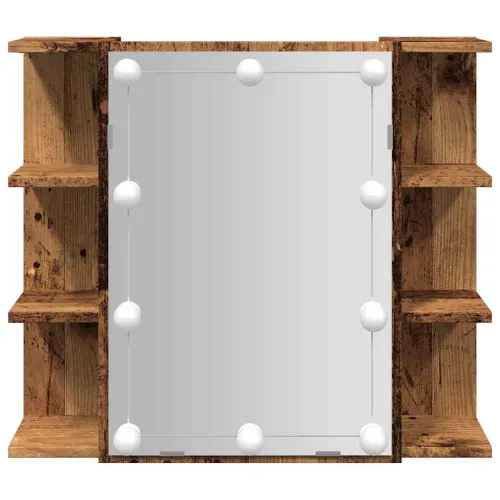 Ormar s ogledalom i LED-om Staro drvo 70x16,5x60 cm - Staro drvo Cijena