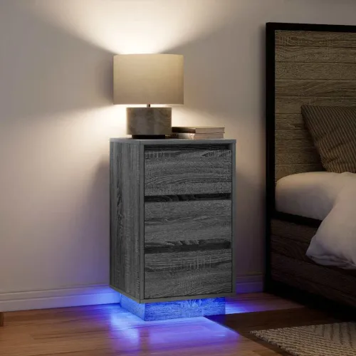 Noćni ormarić s LED svjetlima siva boja hrasta 38x34x65 cm - Sivi hrast sonoma 1 65 cm Cijena