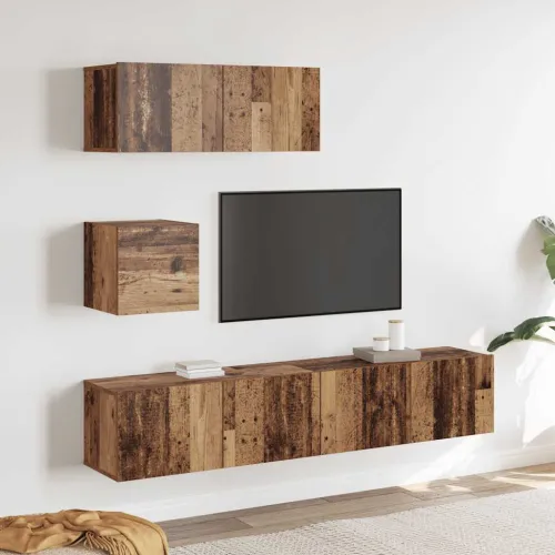 4-dijelni zidni set TV ormarić konstruirano drvo - Staro drvo 4 80 cm Cijena