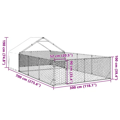 Vanjska kućica za pse sa stazom 7x3x1,9 m pocinčani čelik - 7 x 3 x 1.9 m Cijena