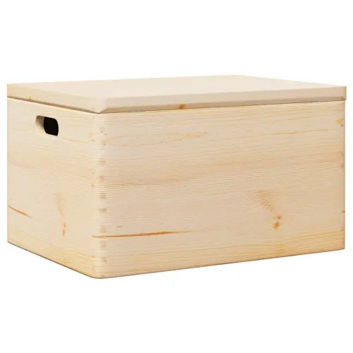 Drvena kutija s poklopcem i ručkama 40x30x23 cm puno drvo bor - Prirodna 40 x 30 x 23 cm s poklopcem i ručkama Cijena