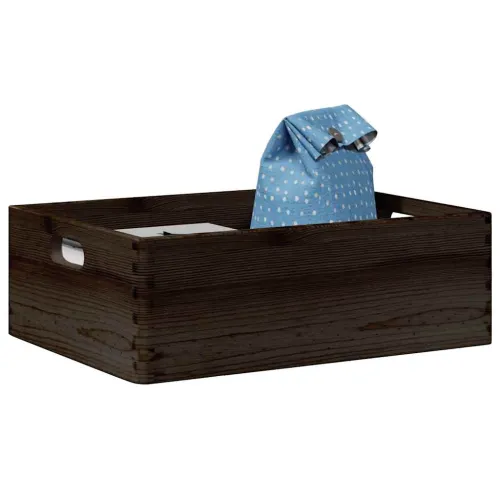 Drvena kutija s ručkama crna 40x30x13 cm puno drvo bor - Crna 40 x 30 x 13 cm s ručkama Cijena