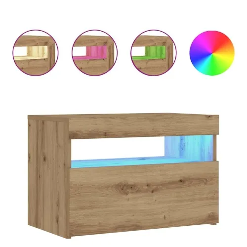 Noćni ormarić s LED svjetlima Artisan hrast 60x35x40 cm - Hrast artisan 1 Cijena