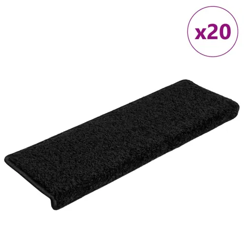 Prostirke za stepenice 20 kom 65x21x4 cm Crne s pravokutnim rubom - Crna 20 Cijena