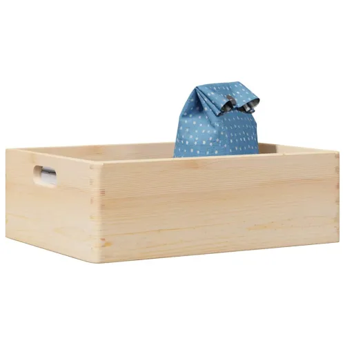 Drvena kutija s ručkama 40x30x13 cm puno drvo bor - Prirodna 40 x 30 x 13 cm s ručkama Cijena