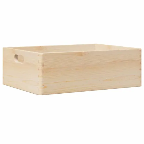 Drvena kutija s ručkama 40x30x13 cm puno drvo bor - Prirodna 40 x 30 x 13 cm s ručkama Cijena