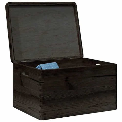 Drvena kutija poklopcem ručkama crna 40x30x23 cm puno drvo bor - Crna 40 x 30 x 23 cm s poklopcem i ručkama Cijena