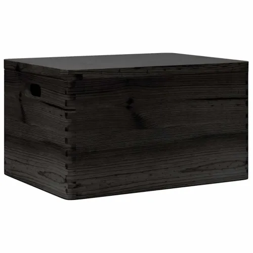 Drvena kutija poklopcem ručkama crna 40x30x23 cm puno drvo bor - Crna 40 x 30 x 23 cm s poklopcem i ručkama Cijena