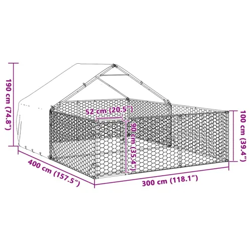 Vanjska kućica za pse sa stazom 4x3x1,9 m pocinčani čelik - 4 x 3 x 1.9 m Cijena