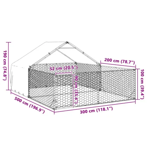 Vanjska kućica za pse sa stazom 5x3x1,9 m pocinčani čelik - 5 x 3 x 1.9 m Cijena