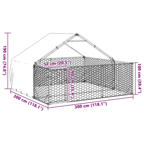 Vanjska kućica za pse sa stazom 3x3x1,9 m pocinčani čelik - 3 x 3 x 1.9 m Cijena