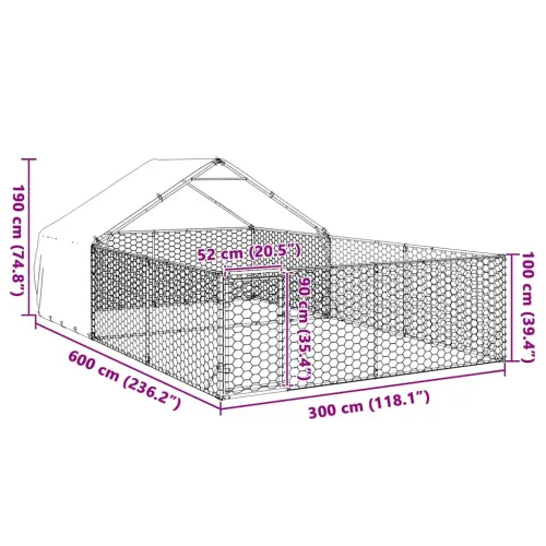 Vanjska kućica za pse sa stazom 6x3x1,9 m pocinčani čelik - 6 x 3 x 1.9 m Cijena