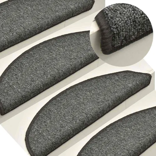 Prostirke za stepenice 30 kom 56x17x3 cm sive i crne poluokrugle - Siva i crna 56 x 17 x 3 cm 30 Cijena