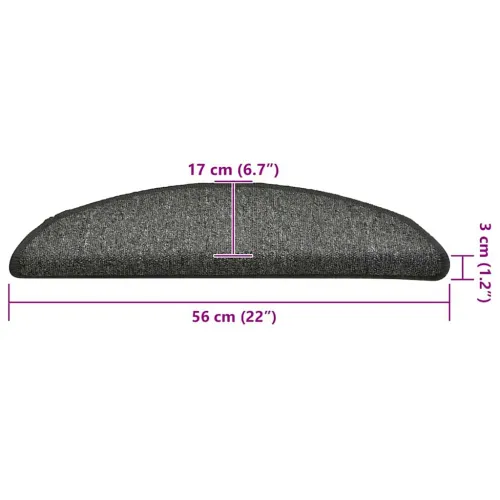 Prostirke za stepenice 30 kom 56x17x3 cm sive i crne poluokrugle - Siva i crna 56 x 17 x 3 cm 30 Cijena