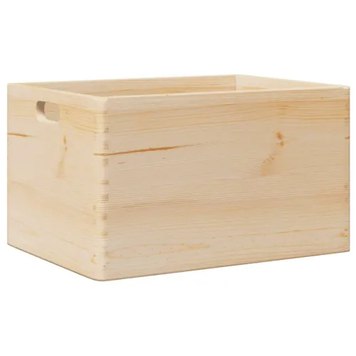 Drvena kutija s ručkama 40x30x23 cm puno drvo bor - Prirodna 40 x 30 x 23 cm s ručkama Cijena