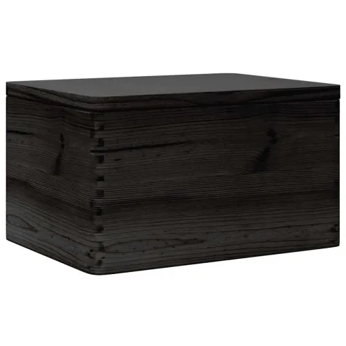 Drvena kutija s poklopcem crna 40x30x23 cm puno drvo bor - Crna 40 x 30 x 23 cm s poklopcem Cijena