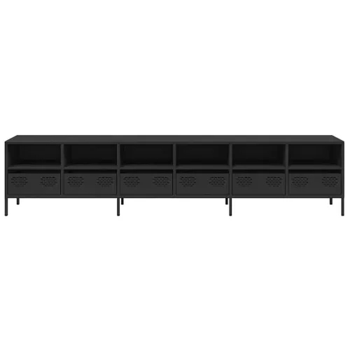 TV ormarić crni 202x39x43,5 cm hladno valjani čelik - Crna 1 202 cm Cijena