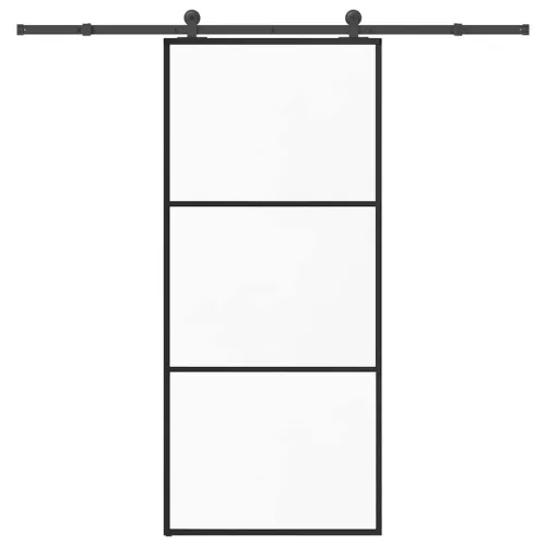 Klizna vrata s priborom 90 x 205 cm od ESG stakla i aluminija - 90 x 205 cm (213.5 cm) 2 vodoravne šipke Cijena