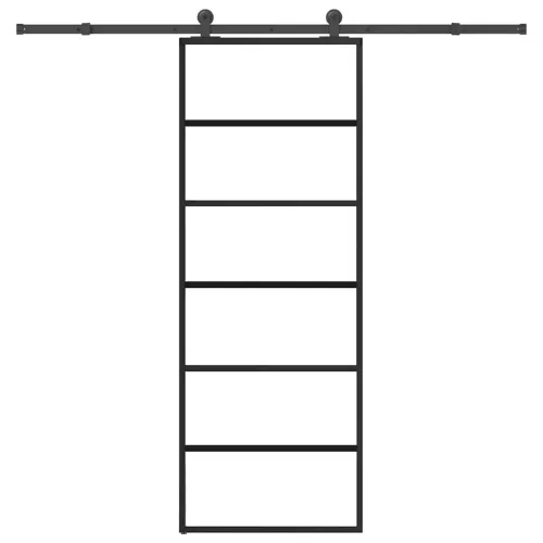 Klizna vrata s priborom 76 x 205 cm od ESG stakla i aluminija - 76 x 205 cm (213.5 cm) 5 vodoravnih šipki Cijena