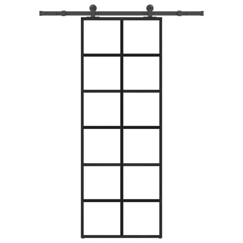 Klizna vrata s priborom 76 x 205 cm od ESG stakla i aluminija - 76 x 205 cm (152.5 cm) Rešetke 6 x 2 Cijena