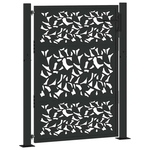 Dvorišna vrata - Vrtna vrata crna 100x125 cm dizajn s čeličnim krilom - Čelik/crna 100 x 125 cm Dezen s listom Cijena