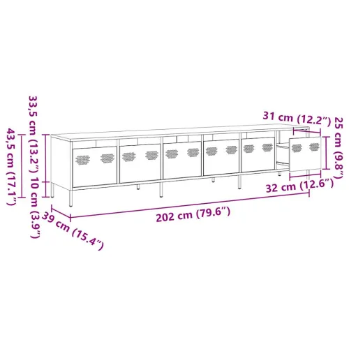 TV ormarić maslinastozeleni 202x39x43,5 cm čelični - Maslinovo zelena 202 cm Cijena
