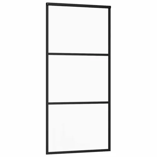 Klizna vrata s priborom 76 x 205 cm od ESG stakla i aluminija - 76 x 205 cm (152.5 cm) 2 vodoravne šipke Cijena