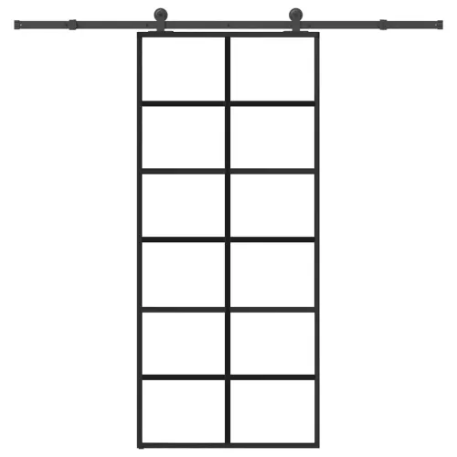 Klizna vrata s priborom 90 x 205 cm od ESG stakla i aluminija - 90 x 205 cm (213.5 cm) Rešetke 6 x 2 Cijena