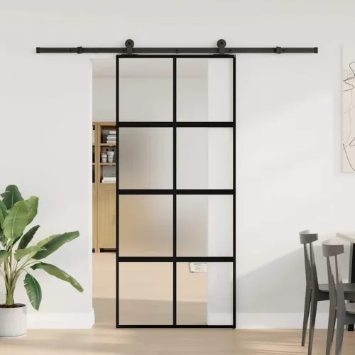 Klizna vrata s priborom 90 x 205 cm kaljeno staklo i aluminij - 90 x 205 cm (213.5 cm) matt and transparent Cijena