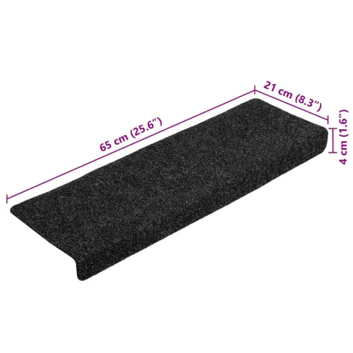 Prostirke za stepenice samoljepljive 20 kom 65x21x4 cm crne pravokutne rubove - Crna 20 Cijena