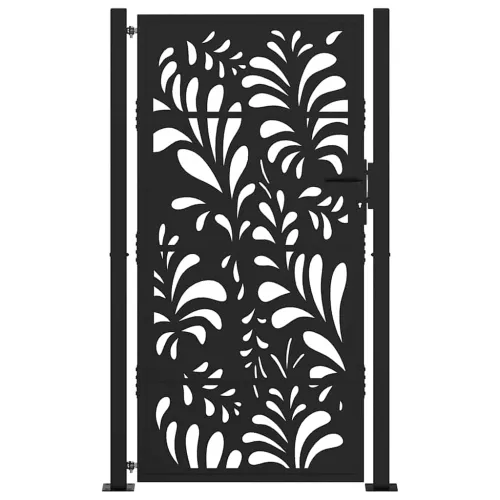 Dvorišna vrata - Vrtna vrata crna 100x175 cm čelični valoviti dizajn - Čelik/crna 100 x 175 cm Valoviti uzorak Cijena