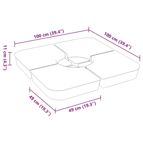 4-dijelni set suncobrana za križni suncobran 100 kg PP - Antracit Cijena