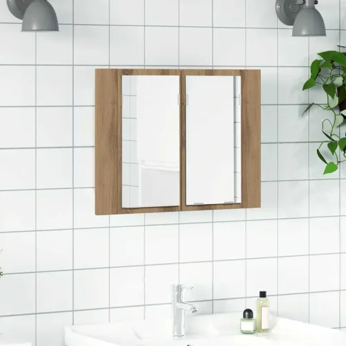 LED ormarić s ogledalom Artisan hrast 60x12x45 cm izrađeno drvo - Hrast artisan Cijena