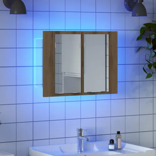 LED ormarić s ogledalom Artisan hrast 60x12x45 cm izrađeno drvo - Hrast artisan Cijena