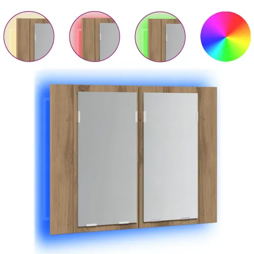 LED ormarić s ogledalom Artisan hrast 60x12x45 cm izrađeno drvo - Hrast artisan Cijena