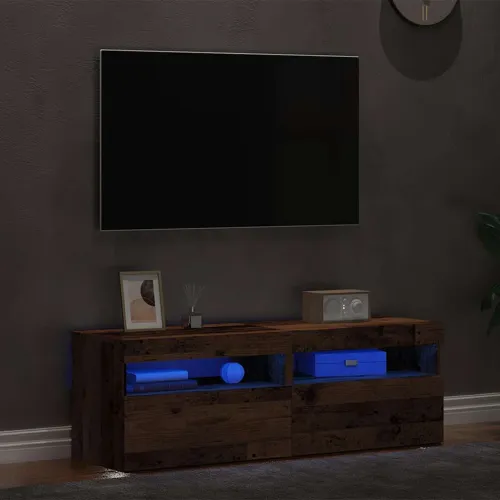 2-dijelni TV ormarić s LED svjetlima od starog drveta - Staro drvo 2 60 cm Staro drvo Cijena
